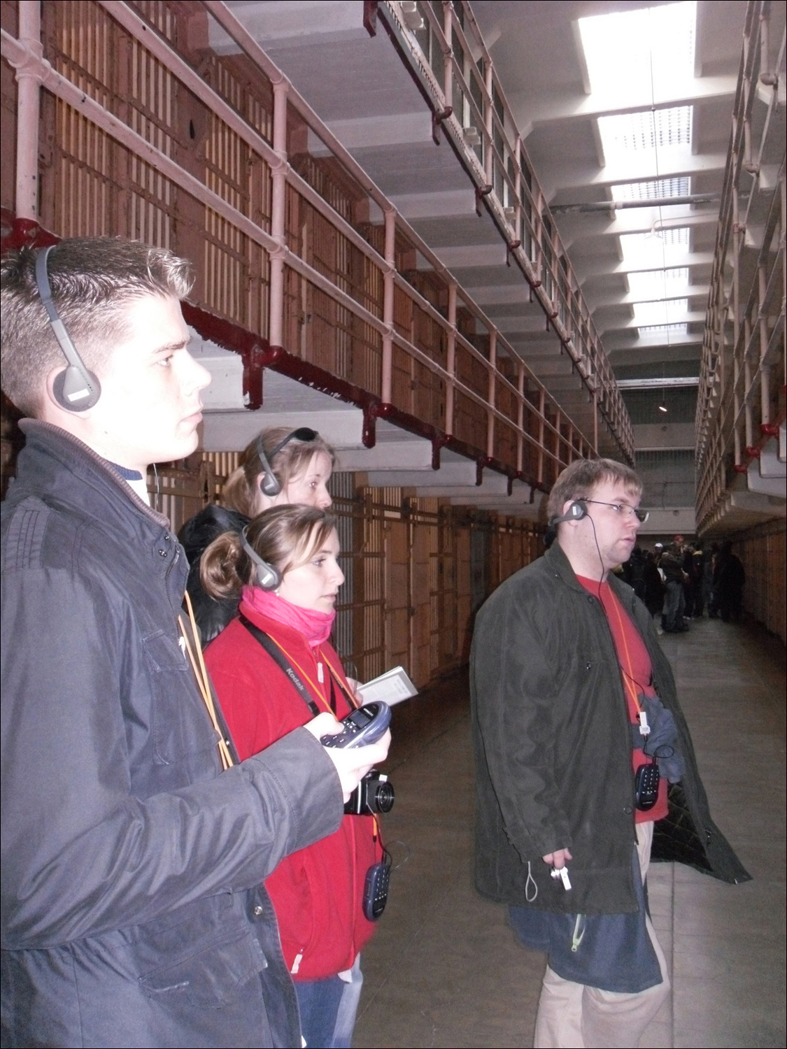 Inside the prison (L-R) Andre, Joseba, Judith, & Martijn