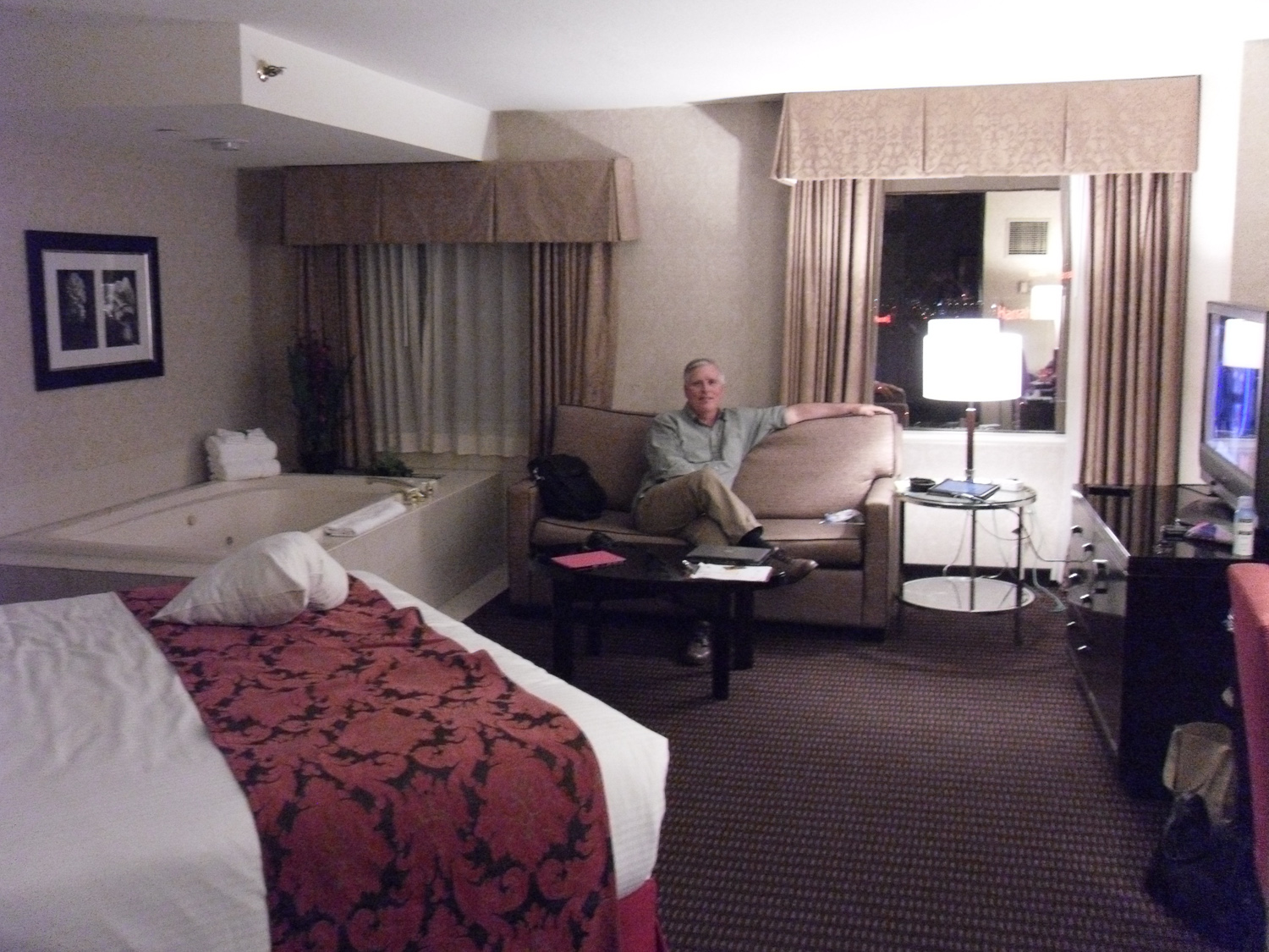 Bob relaxing in room 3326 at the Silver Legacy in Reno