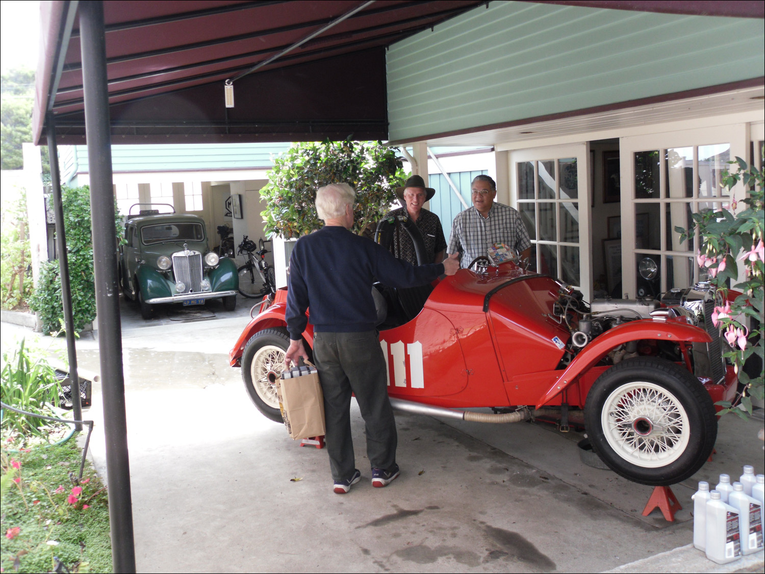 Don Martine readying his MG to race