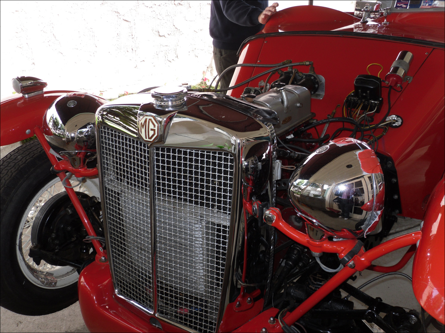 Don Martine readying his MG to race