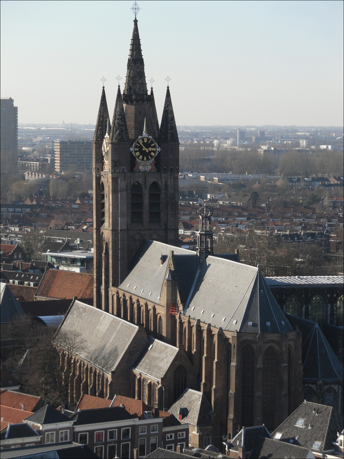 Views from the top of the clock tower on Nieuwe Kerk- View of Oude Kerk (Old Church)