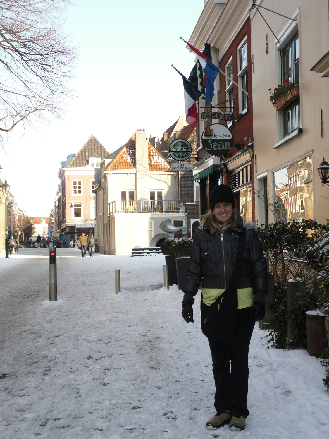 Sondra on street in Delft after leaving Prinsenhof museum